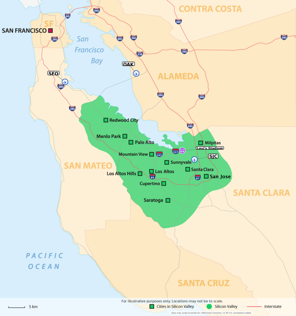 Silicon Valley map_Local Airports_Levis Stadium_disclaimer_ExploreSV_SVCC